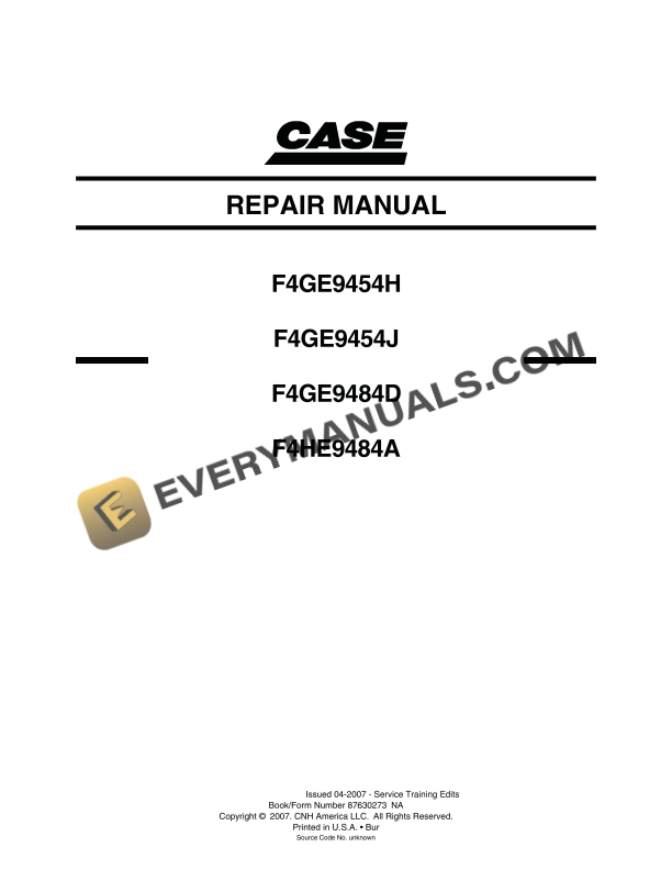 case f4ge9454h f4ge9454j f4ge9484d f4he9484a engine repair manual 87630273na 1