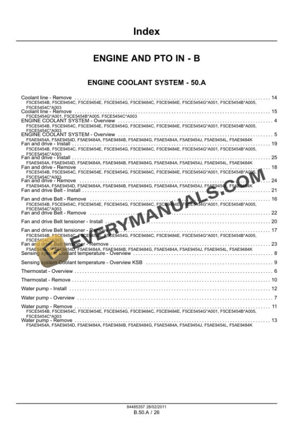 Case F5AE5484A, F5AE9454A, F5AE9454D, F5AE9454J, F5AE9454L, F5AE9484A, F5AE9484B, F5AE9484G, F5AE9484K, F5CE5454B Service Manual 84465357-5