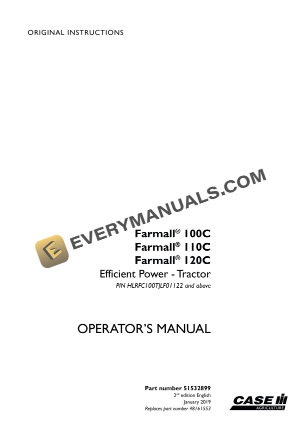 case farmall 100c 110c 120c efficient power tractor operator manual 51532899 1