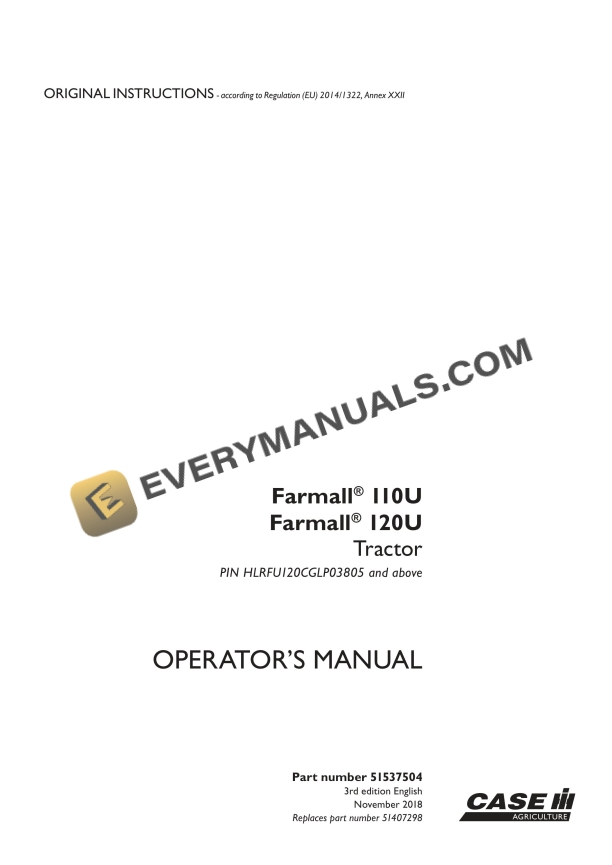 case farmall 110u 120u tractor operator manual 51537504 1