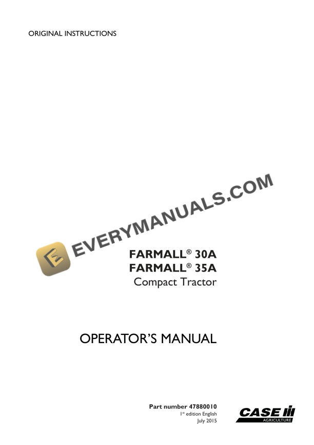 case farmall 30a 35a compact tractor operator manual 47880010 1