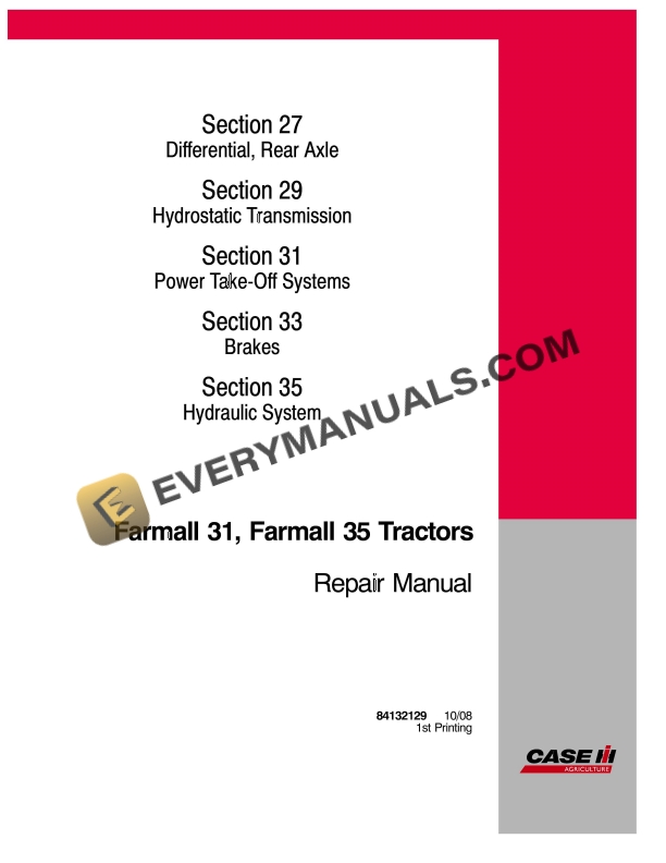 case farmall 31 farmall 35 tractor repair manual 84132129 1