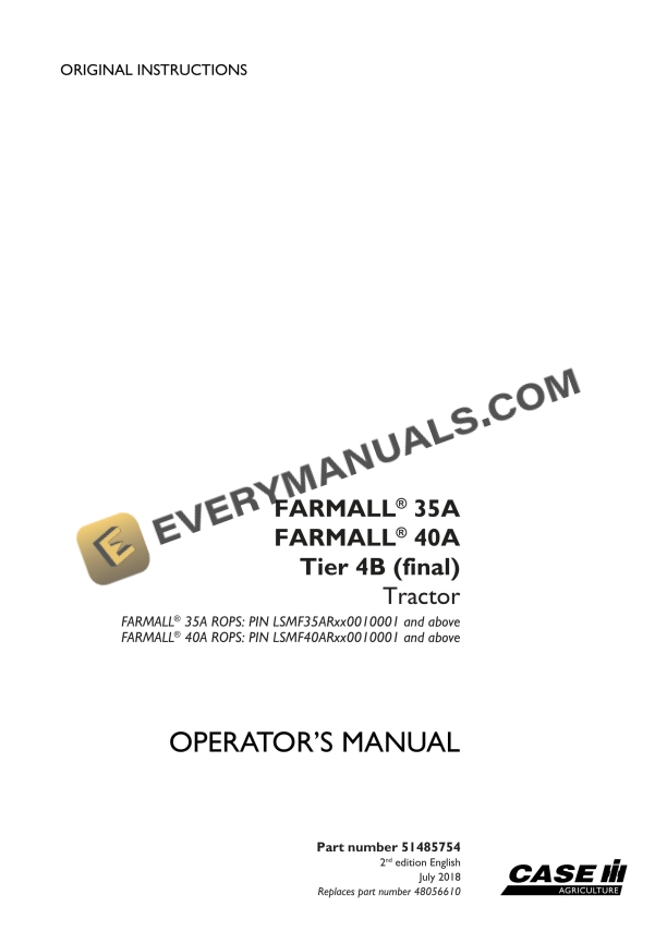 case farmall 35a 40a tier 4b final tractor operator manual 51485754 1