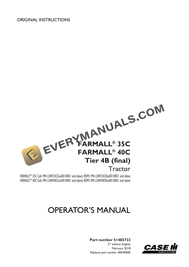 case farmall 35c 40c tier 4b final tractor operator manual 51485733 1