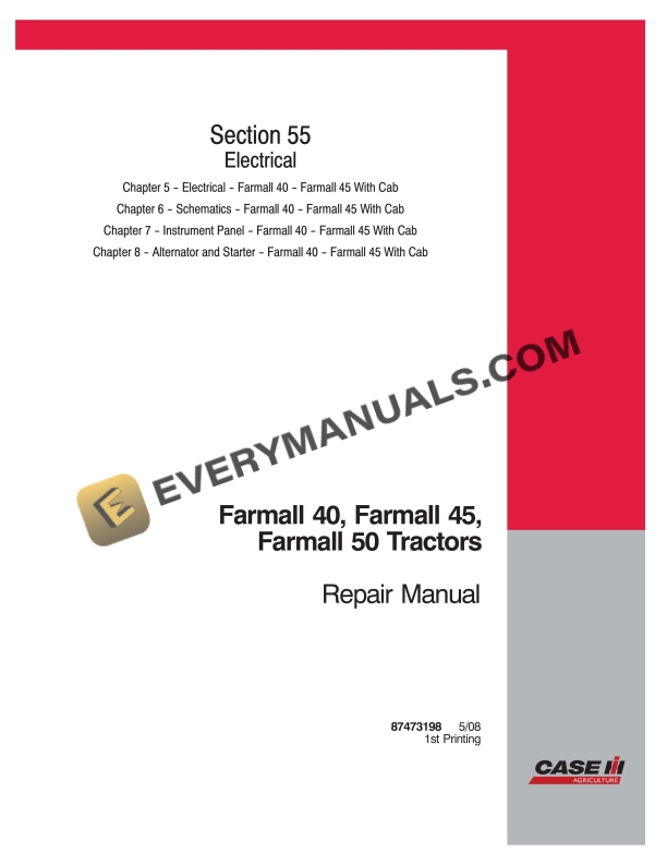 case farmall 40 45 50 tractor repair manual 87473198 1