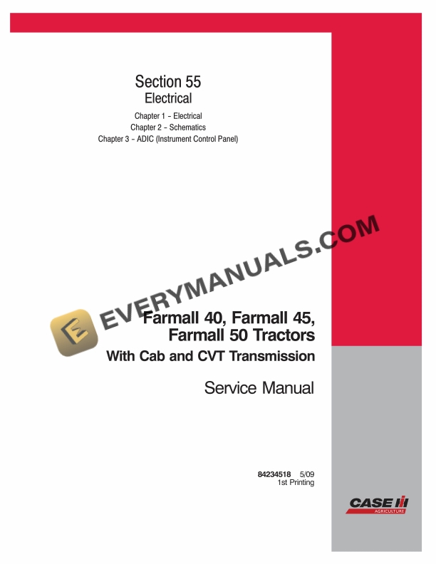 case farmall 40 45 50 tractor with cab and cvt transmission service manual 84234518 1