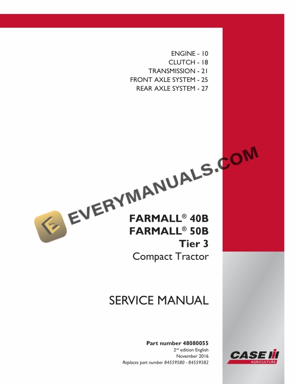 Case Farmall 40B, 50B Tier 3 Compact Tractor Service Manual 48080055 PDF 1 case farmall 40b 50b tier 3 compact tractor service manual 48080055 1