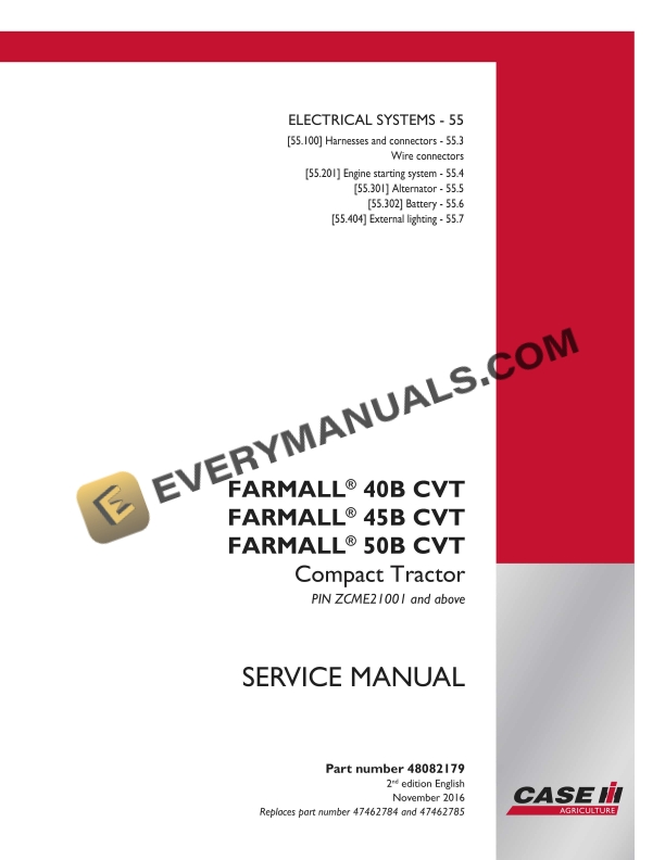 case farmall 40b cvt 45b cvt 50b cvt compact tractor service manual 48082179 1