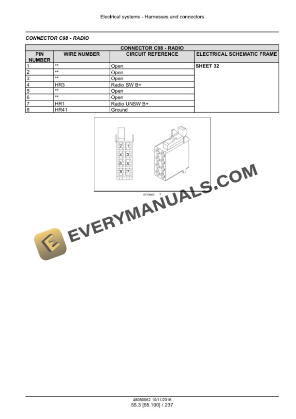 Case Farmall 40B CVT, 45B CVT, 50B CVT Compact Tractor Service Manual 48082179-3