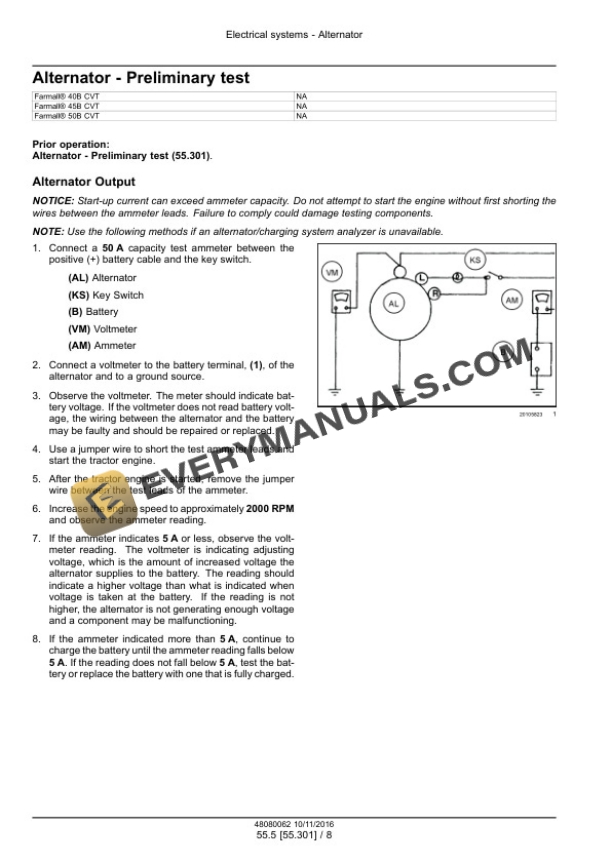 Case Farmall 40B CVT, 45B CVT, 50B CVT Compact Tractor Service Manual 48082179-5