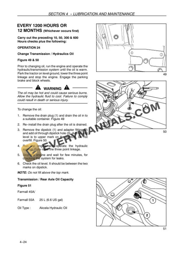 Case Farmall 45A, 55A Tractor Operator Manual 84339155-5
