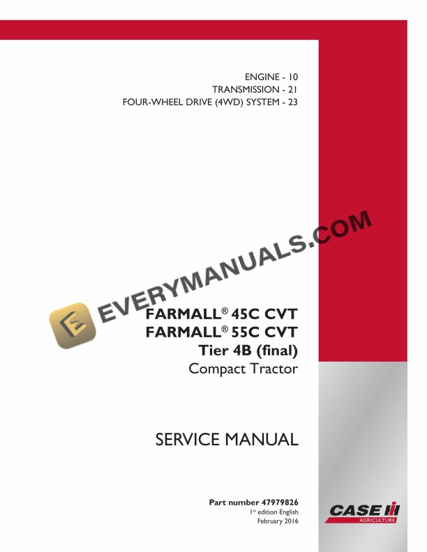 Case Farmall 45C CVT, 55C CVT Tier 4B (Final) Compact Tractor Service Manual 47979826 PDF 2 case farmall 45c cvt 55c cvt tier 4b final compact tractor service manual 47979826 1