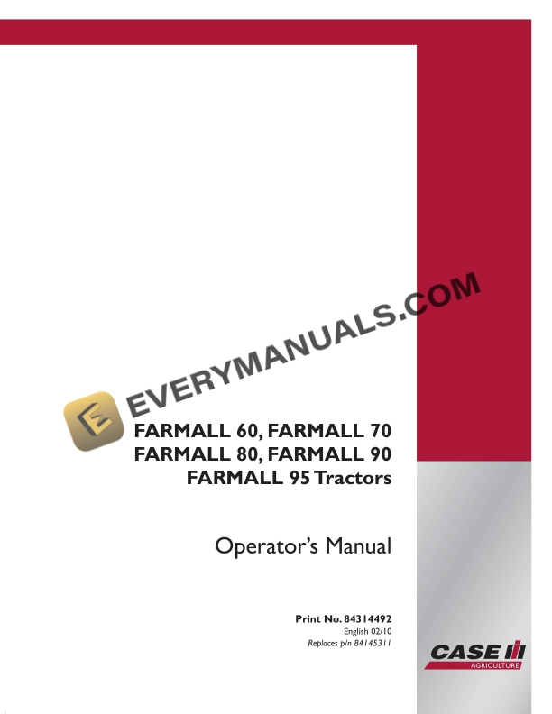 Case Farmall 60, 70, 80, 90, 95 Tractor Operator Manual 84314492 PDF 3 Case Farmall 60, 70, 80, 90, 95 Tractor Operator Manual 84314492 PDF