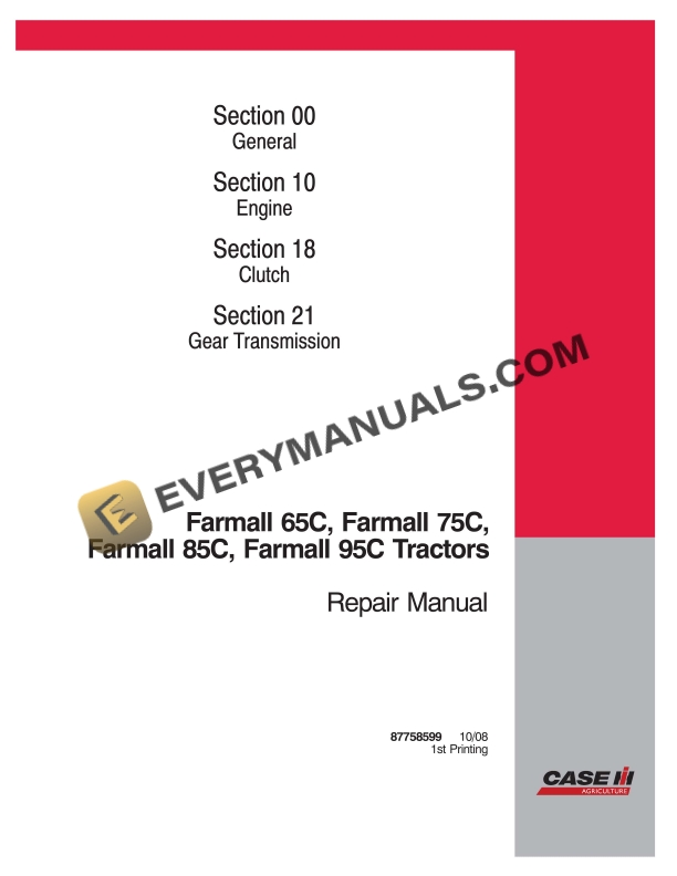case farmall 65c farmall 75c farmall 85c farmall 95c tractor repair manual 87758599 1