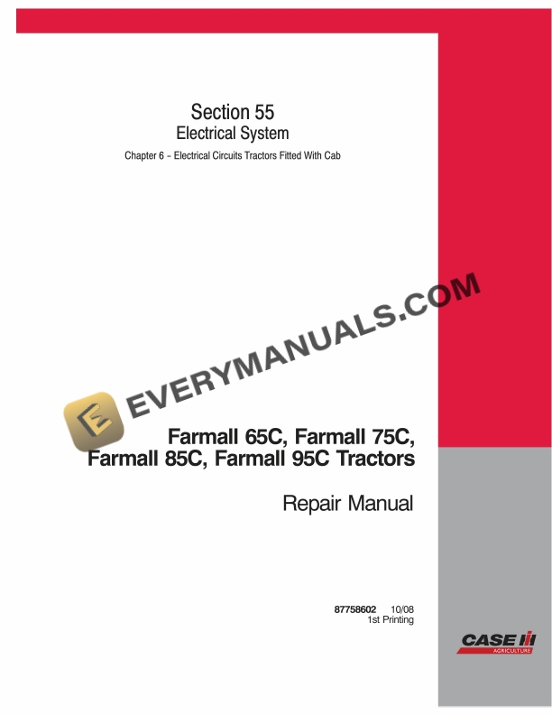 case farmall 65c farmall 75c farmall 85c farmall 95c tractor repair manual 87758602 1