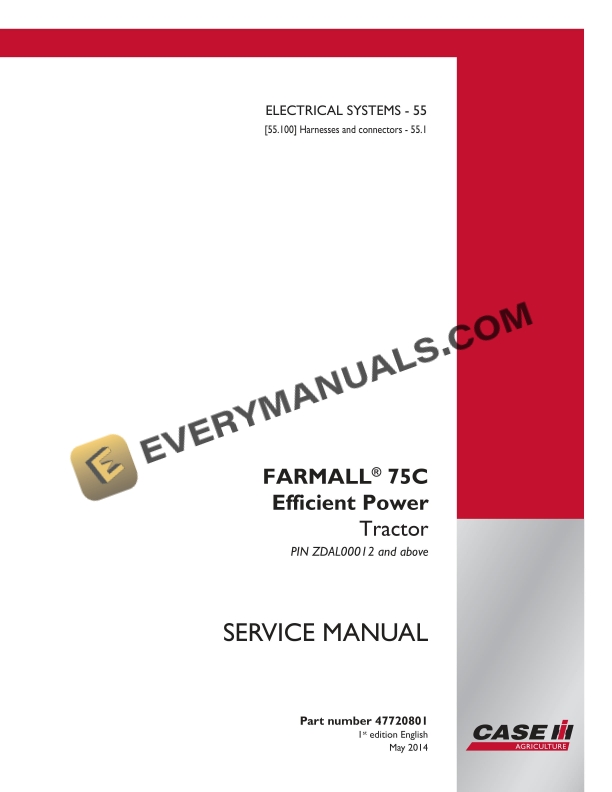 case farmall 75c efficient power tractor service manual 47720801 1