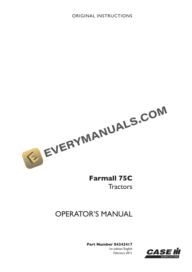 case farmall 75c tractor operator manual 84343417 1