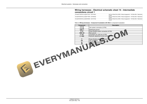 Case Farmall 75N, 85N, 95N, 105N, 105V Tier 3 Tractor Service Manual 48048537-4