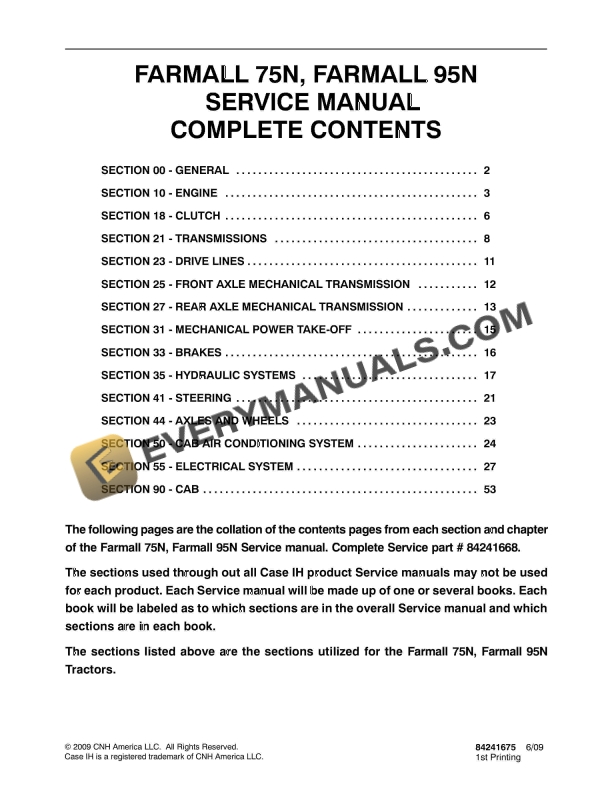 case farmall 75n farmall 95n tractor service manual 84241675 1