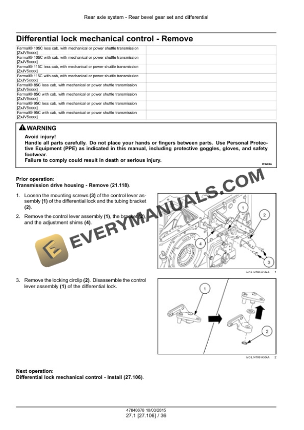 Case Farmall 85C, 95C, 105C, 115C With Hi Service Manual 47851932 PDF 5 Case Farmall 85C, 95C, 105C, 115C With Hi Service Manual 47851932 PDF - Image 3