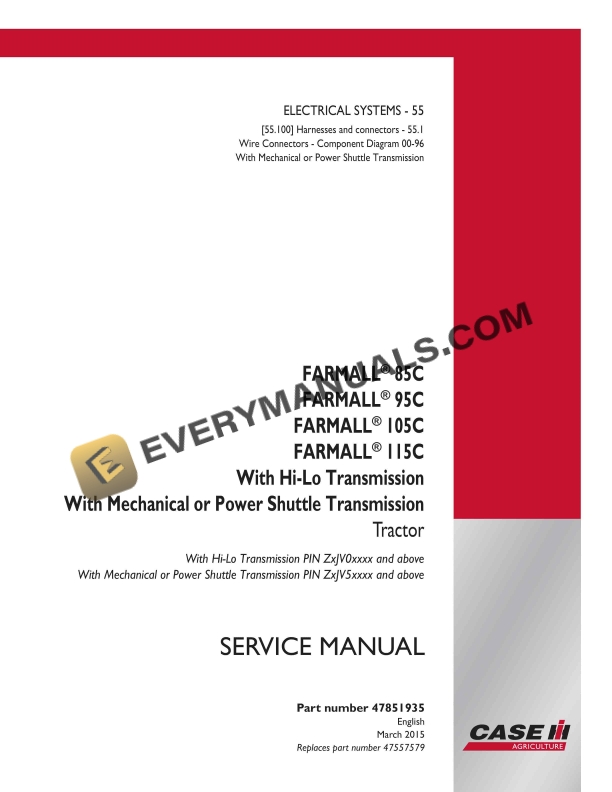 Case Farmall 85C, 95C, 105C, 115C With Hi Service Manual 47851935 PDF 1 case farmall 85c 95c 105c 115c with hi service manual 47851935 1