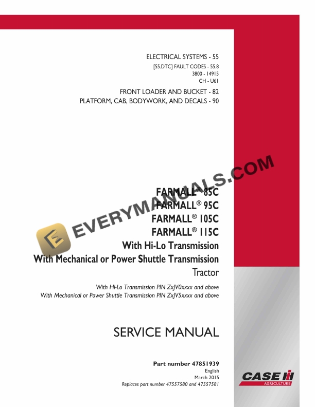 Case Farmall 85C, 95C, 105C, 115C With Hi Service Manual 47851939 PDF 3 Case Farmall 85C, 95C, 105C, 115C With Hi Service Manual 47851939 PDF