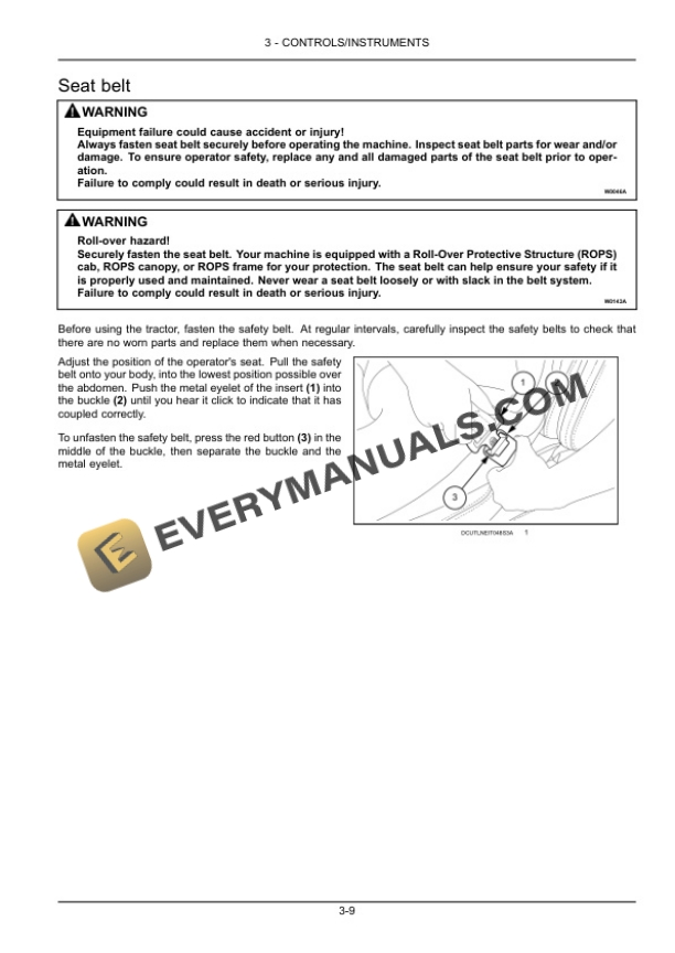 Case Farmall 85C, 95C, 105C Tractor Operator Manual 47435559-2