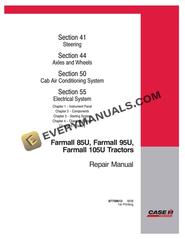 case farmall 85u 95u 105u tractor repair manual 87758612 1