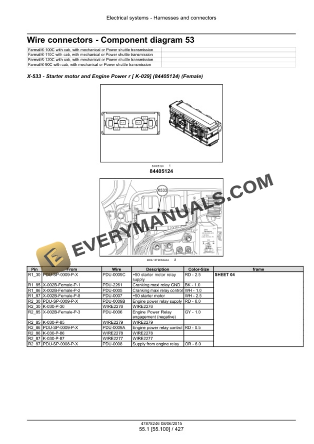 Case Farmall 90C, 100C, 110C, 120C Efficient Power Tier 4B (Final) Tractor Service Manual 47899711-3