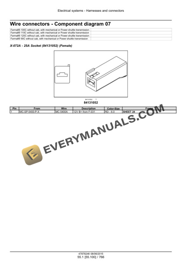 Case Farmall 90C, 100C, 110C, 120C Efficient Power Tier 4B (Final) Tractor Service Manual 47899712-3
