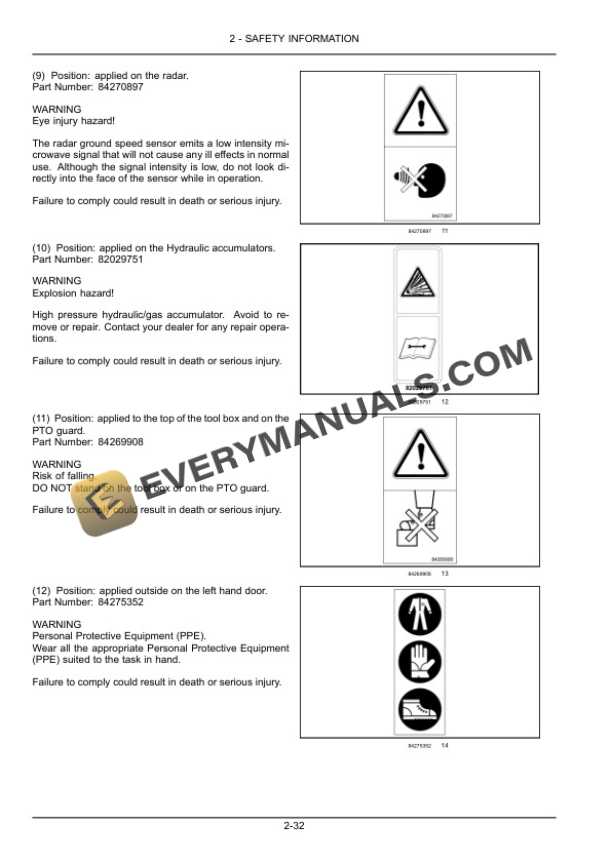Case Farmall 95U, 105U, 115U Efficient Power Tractor Operator Manual 47874286-2