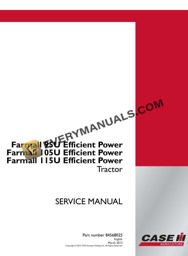 Case Farmall 95U, 105U, 115U Efficient Power Tractor Service Manual 84568025 PDF 1 case farmall 95u 105u 115u efficient power tractor service manual 84568025 1
