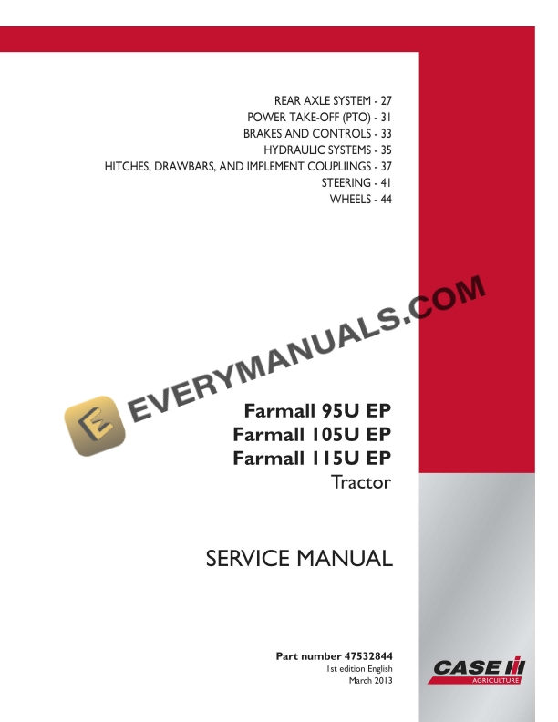 Case Farmall 95U EP, 105U EP, 115U EP Tractor Service Manual 47532844 PDF 1 case farmall 95u ep 105u ep 115u ep tractor service manual 47532844 1