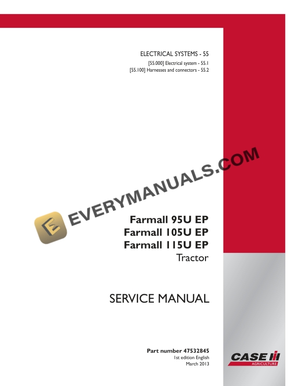 Case Farmall 95U EP, 105U EP, 115U EP Tractor Service Manual 47532845 PDF 2 case farmall 95u ep 105u ep 115u ep tractor service manual 47532845 1