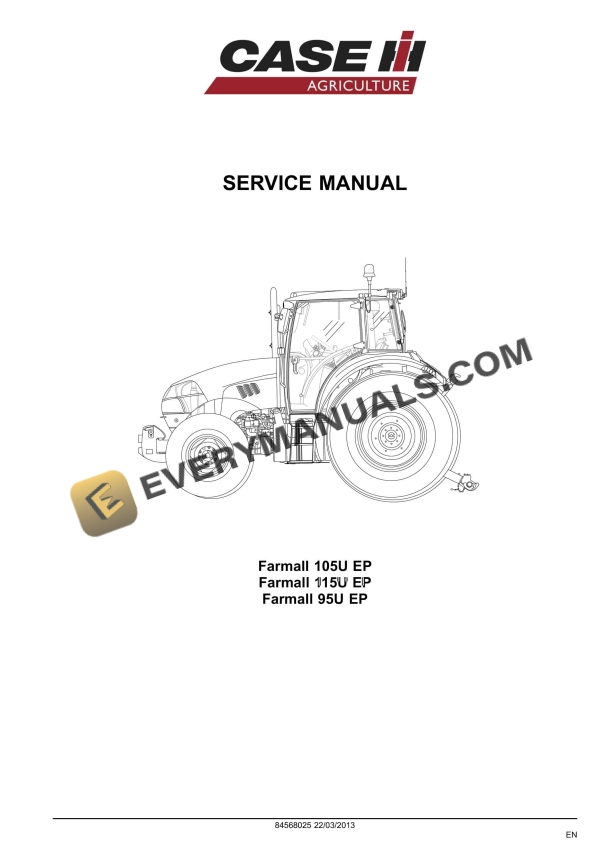 Case Farmall 95U EP, 105U EP, 115U EP Tractor Service Manual 84568025 PDF 2 case farmall 95u ep 105u ep 115u ep tractor service manual 84568025 1