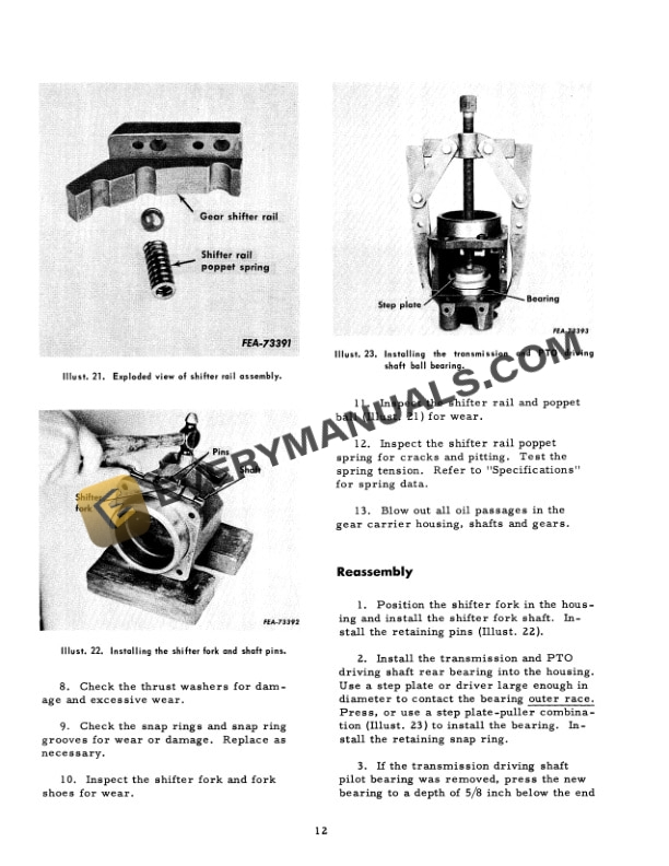 Case Forward and Reverse Transmission Attachment for Model B Service Manual GSS1334-4