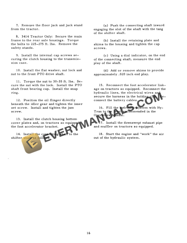 Case Forward and Reverse Transmission Attachment for Model B Service Manual GSS1334-5