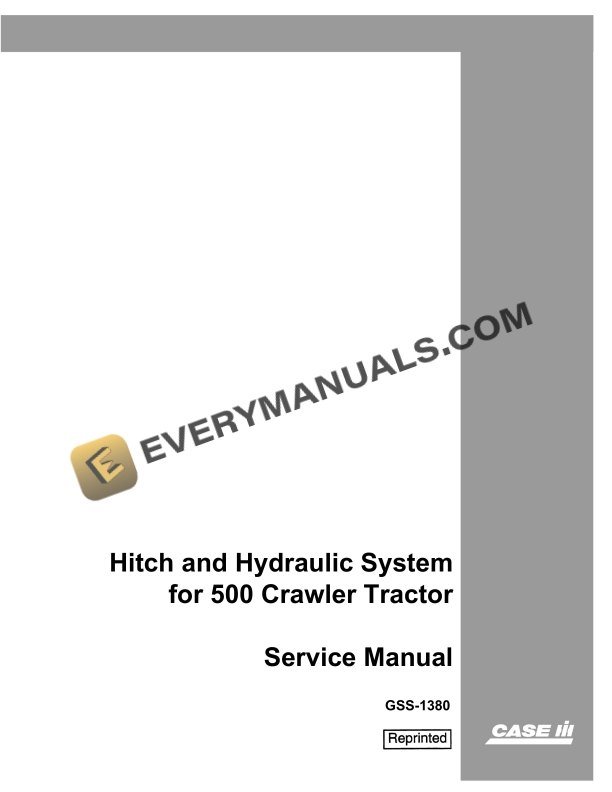 case hitch and hydraulic system for 500 crawler tractor service manual gss 1380 1