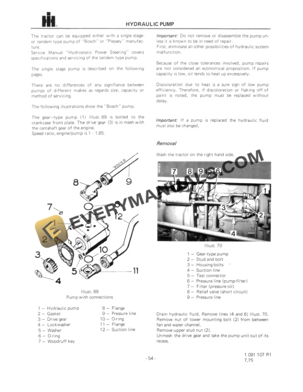 Case Hydraulic Draft and Position Control Diesel Tractor 433, 533, 633 Service Manual 1091107R1-5