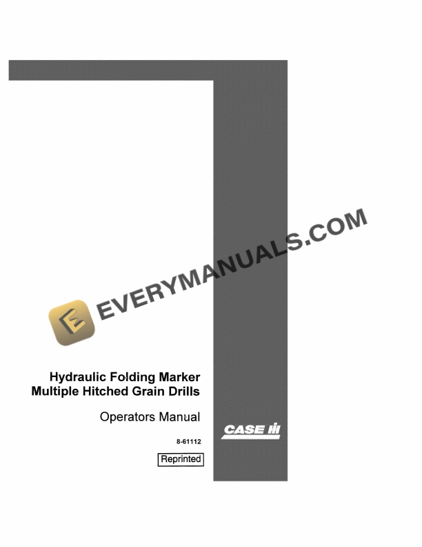case hydraulic folding marker mutiple hitched grain drill operator manual 8 61112 1