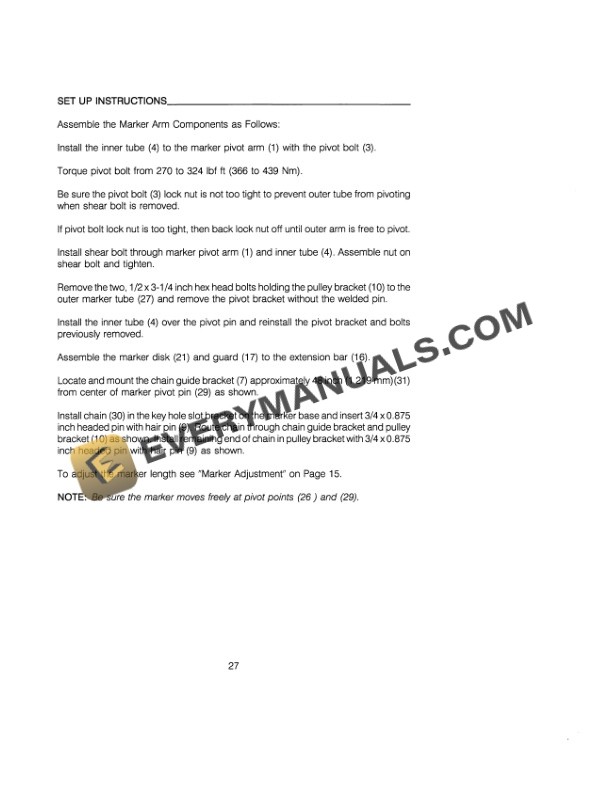 Case Hydraulic Folding Marker Mutiple Hitched Grain Drill Operator Manual 8-61112-3