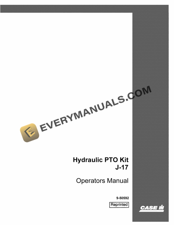 case hydraulic pto kit j 17 operator manual 9 50592 1