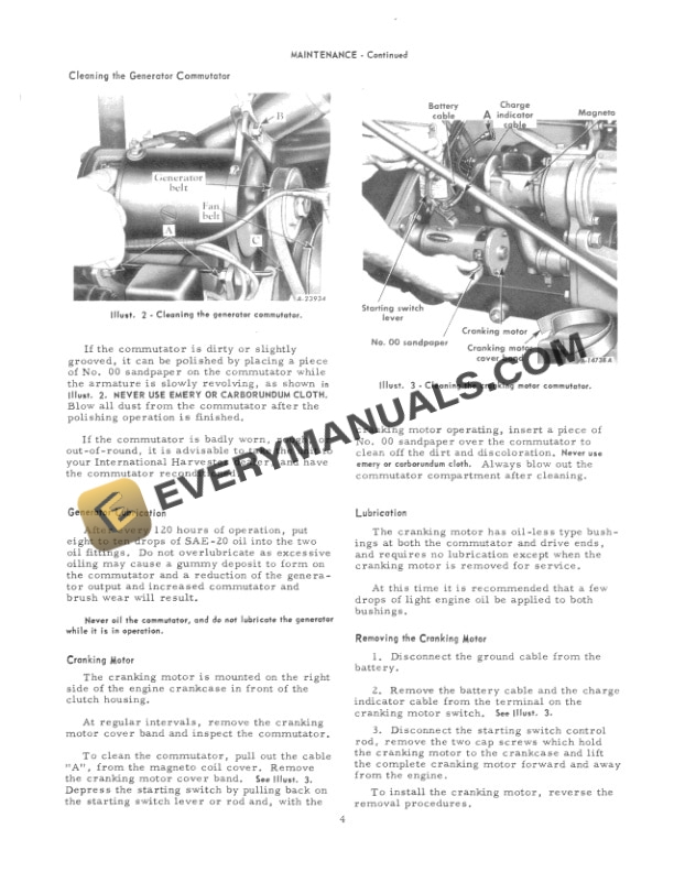 Case Installing Instructions Starting and Lighting System for McCormick Farmall Cub and International Cub Lo Operator Manual 1014059R1-3