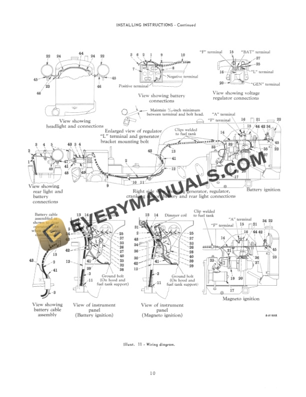 Case Installing Instructions Starting and Lighting System for McCormick Farmall Cub and International Cub Lo Operator Manual 1014059R1-5