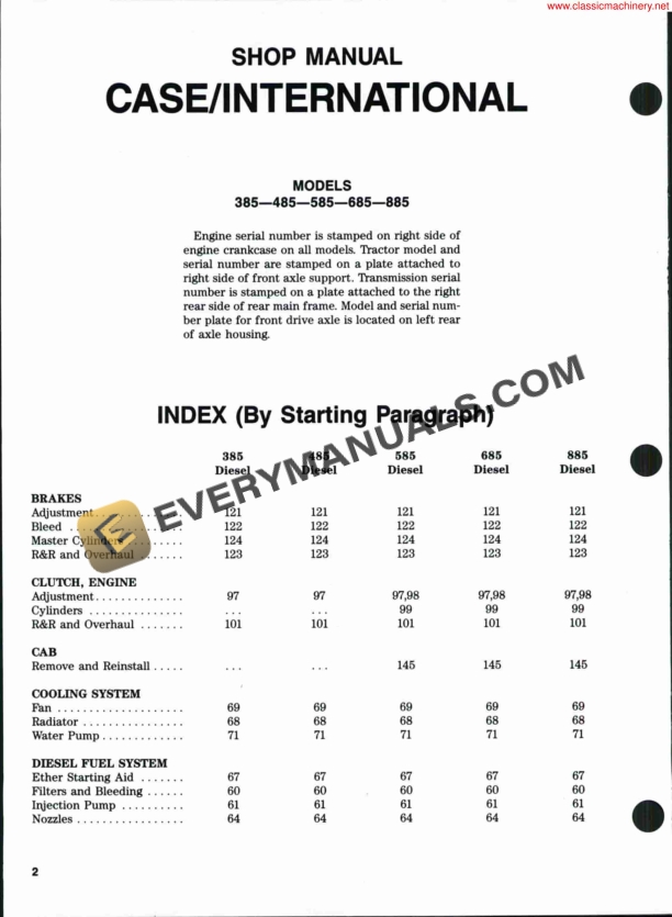 case international 385 485 585 685 885 tractor shop manual 1