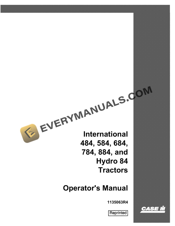case international 484 584 684 784 884 hydro 84 tractor operator manual 1135063r4 1