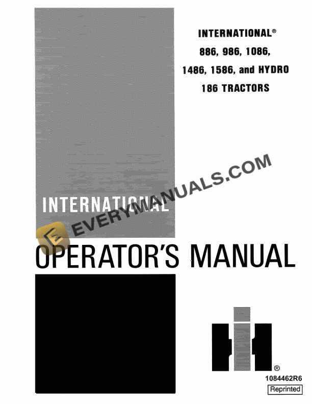 case international 886 986 1086 1486 1586 hydro 186 tractor operator manual 1084462r6 1