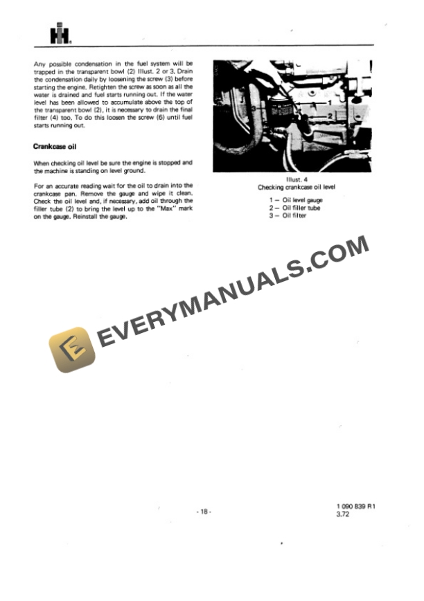 Case International Diesel Tractor 553, 654, 724, 824 Operator Manual 1090839R1-2