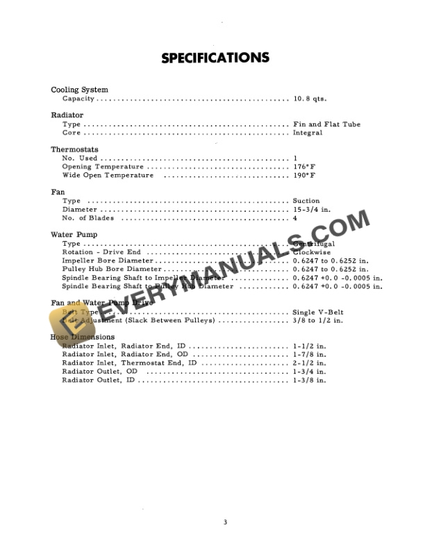 Case International Tractor Series B-275 Cooling System Service Manual GSS-1246-2
