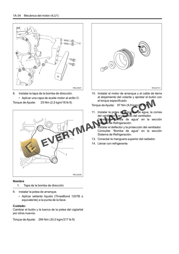 Case Isuzu 4JJ1 Engine Service Manual 87606795A-2